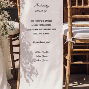 In Loving Memory Wedding Chair Sign, Personalized Memorial Banner for Multiple Names, Custom Reserved Seat Sign, Wedding Remembrance Decor