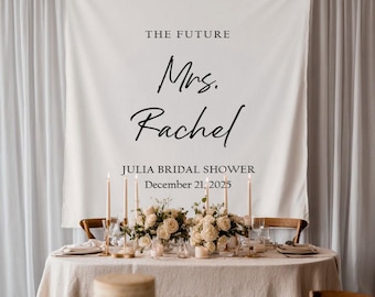 Future Mrs Bridal Shower Banner, Personalized Engagement Party Backdrop, Custom Wedding Sign With Name,Rustic Boho Bridal Shower Decorations