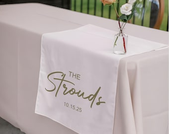 Custom Wedding Table Runner,Personalized Last Name & Date Linen Banner,Sweetheart Table Decor,Fabric Wedding Sign, Reception Decoration Gift