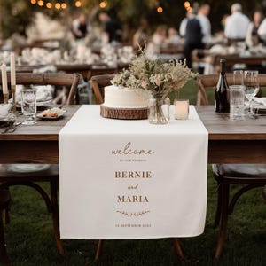 Custom Wedding Table Runner, Personalized Wedding Table Sign, Sweetheart Table Banner, Linen Wedding Decor, Custom Fabric Sign for Reception