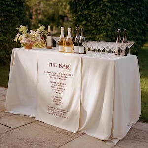 Custom Fabric Bar Menu Sign: Linen Wedding Cocktail Banner