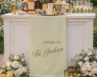 Personalized Wedding Bar Sign Cheers To Family Name, Custom Fabric Bar Sign, Linen Wedding Cocktail Sign, Reception Bar Decor Sign