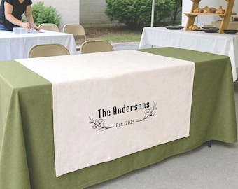 Custom Family Name Wedding Table Runner, Personalized Wedding Table Decor, Last Name Wedding Sign, Sweetheart Table Banner, Reception Decor