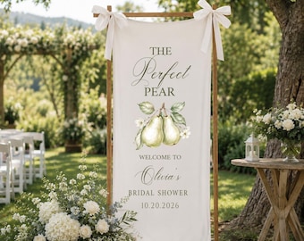 Pear Bridal Shower Welcome Sign, The Perfect Pear Bridal Shower Banner, Personalized Bridal Shower Decor Linen Sign
