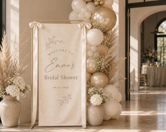 Personalized Bridal Shower Welcome Banner, Custom Bridal Shower Sign, Elegant Bridal Shower Decor, Bridal Party Welcome Sign