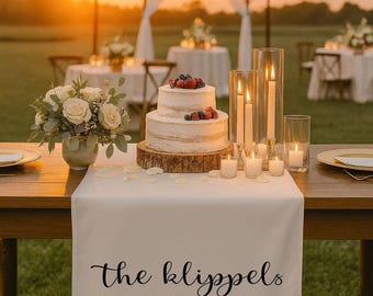 Custom Wedding Table Runner, Personalized Last Name Sign, Elegant Wedding Table Decor,Custom Linen Wedding Banner,Sweetheart Table Sign Gift