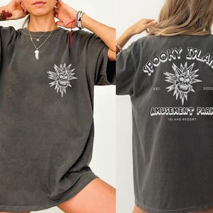 Spooky Island 2 Sides Comfort Colors Shirt, Spooky Island Disco Skull Tee, Summerween Tshirt, 90s Vintage Halloween Movie Shirt