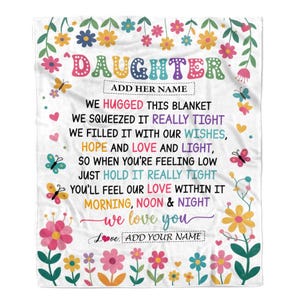 Personalized Gifts For Daughter From Mom Dad Blanket, We Hugged This Blanket, Birthday Gift For Daughter, Customized Fleece Throw Blanket