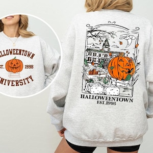 Halloweentown 1998 2 kanten sweater, T-shirt Spooky Pumpkin, Halloween University, Halloween-T-shirt, herfstsweater, vintage Halloween-sweater
