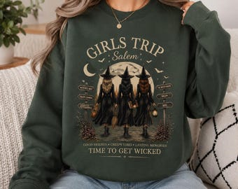 Girls Trip Salem Sweatshirt, Witch Best Friends Crewneck, Salem Massachusetts Halloween Sweatshirt, Spooky Girls Weekend Gift