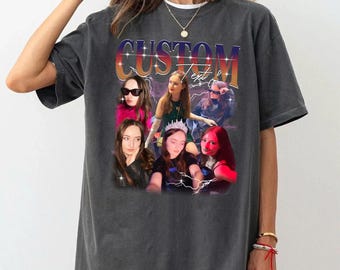Custom 90s Bootleg Shirt, Personalized Image Tee, Birthday Gift