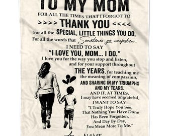 Personalized Blanket Gift for Mom from Son: Soft Fleece or Sherpa