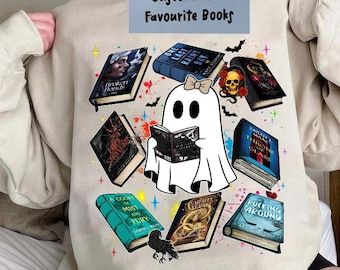 Custom Your Favourite Book Shirt, Books Collection Sweatshirt, Ghost Reading Book Sweater, Dark Romance Tee, Book Lover Shirt, Bookish Tee