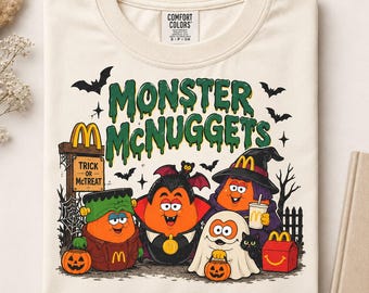 Monster McNuggets Halloween Shirt, Funny McDonalds Halloween Tee, Vintage Spooky Nugget Shirt, Trick or Treat Graphic Tee, Comfort Colors