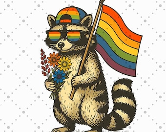 Raccoon Pride LGBT PNG: Design del mese dell'orgoglio gay queer (download digitale)