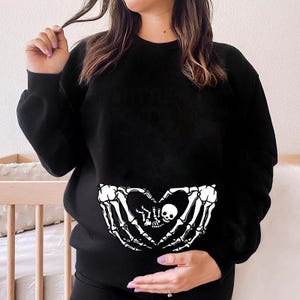 Pregnant Skeleton Shirt, Skeleton Baby Halloween Maternity Shirt, Pregnancy Mom Gift Maternity Shirt With Baby Skeleton