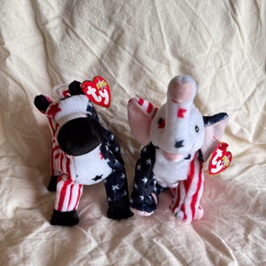 RARE 2000 TY Beanie Babies Righty™ & Lefty™ – PE Pellets, Hologram Tags, Tag Errors