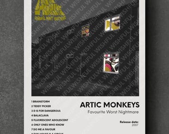 Poster &quot;Il peggior incubo preferito&quot; degli Arctic Monkeys / Arte murale musicale minimalista / Decorazione murale indie rock / Codice Spotify / Download digitale
