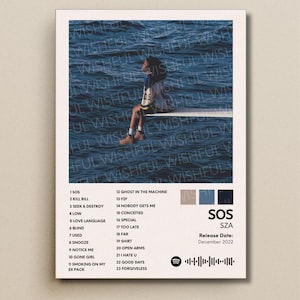 SZA SOS Album Poster – Minimalist Track list Print, R&B Music Wall Art, Aesthetic Fan Gift
