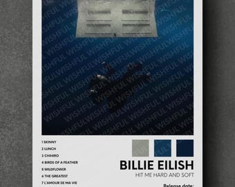 Poster di &quot;Hit Me Hard and Soft&quot; di Billie Eilish / Stampa dell&#39;album realizzata dai fan / Arte murale minimalista / Arte murale Spotify Code
