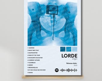 Poster dell&#39;album &quot;Virgin&quot; di Lorde / Elenco tracce musicali di Lorde / Poster dell&#39;album di Lorde del 2025 / Elenco musicale dell&#39;album di Lorde / Regalo per i fan di Lorde / Poster del codice Spotify