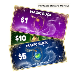 Magic Bucks Printable Play Money for Kids - Wizard Rewards, Behavior Incentives, and Money Skills