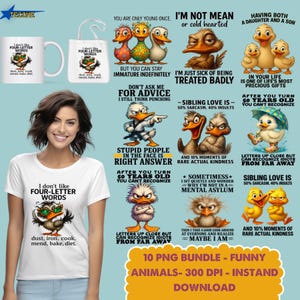 Funny Duck PNG Bundle - Sarcastic Quotes, Adult Humor Clipart, Digital Download for Shirt, Mug, Sublimation Designs