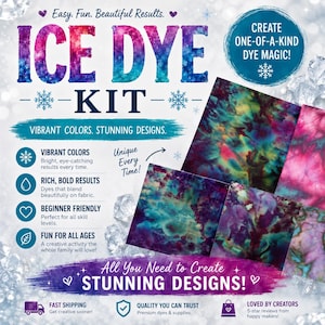 Tie-Dye with Ice! Professional-Grade, Complete Kit + Instructions. MindBender, B, + X