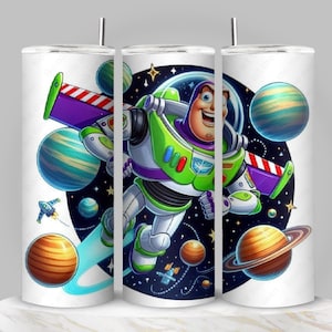 Vaso delgado de 20 oz con dibujo de astronauta – Arte de astronauta caprichoso