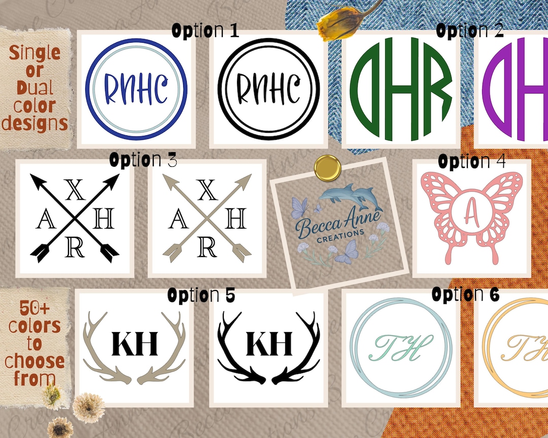 Custom Vinyl Monogram Decal: Personalized Car, Laptop, Tumbler Sticker ...