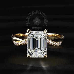 4 CT Emerald Cut Lab Grown Diamond Engagement Ring - IGI Certified