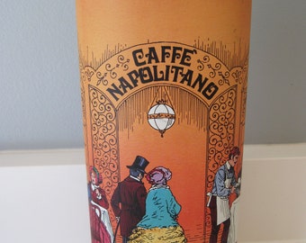 Vintage Pasta Tin Cafe Napolitano 19th Century Italian Cafe Scene Tall Colorful Lithograph Tin Kitchen Decor