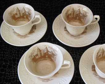 Vintage Espresso Coffee or Demitasse Cup and Saucer Set of 4 by Royal Cauldron Made in England After Dinner Coffee