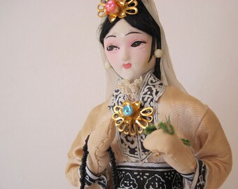 Vintage Mid Century Geisha Doll Handmade Japanese Old Style Geisha Figurine Doll 1960s