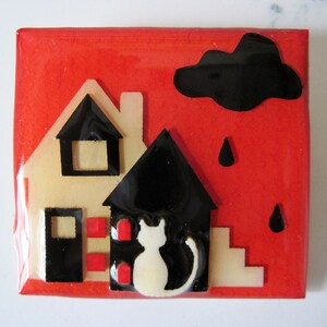 Vintage House Pins® by Lucinda Handmade Collectible House Cat Pin for Homeless Help Charity 1980's-90's image 1