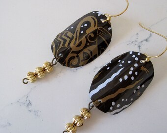 Handmade Upcycled Tea Tin Earrings, Unique Artisan Made Earrings, One of a Kind Jewelry by Retro4U