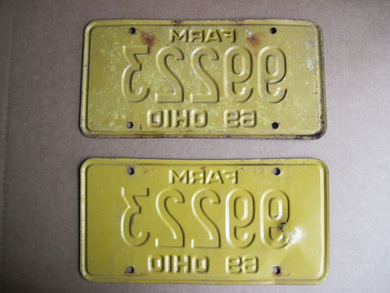 Vintage Ohio Farm License Plates 1969 Matching Set Etsy Norway