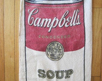 Vintage Cambells Soup Heavy Duty Cloth Drawstring Bag Advertising Graphics Repurposing Collectible Memorabilia