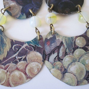 Vineyard Grapes Vintage Tin Earrings, Yellow Opals Gemstone Earrings, Upcycled Unique Artisan Made Earrings, Boho Earrings, Retro4U image 7