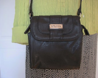 Vintage Kenneth Cole REACTION Crossbody Bag Black Faux Leather Adjustable Strap Length