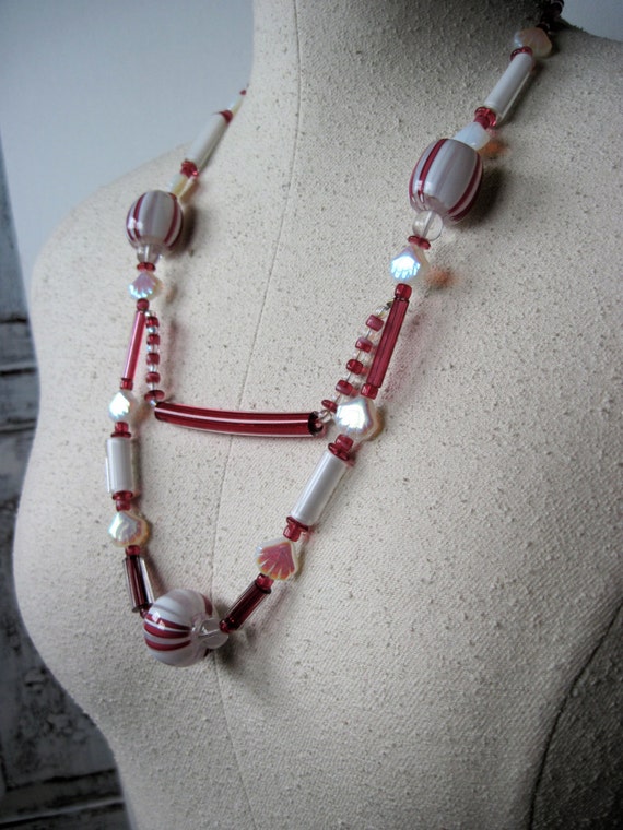 Vintage Artisan Made Hand Blown Glass Beaded Neck… - image 1