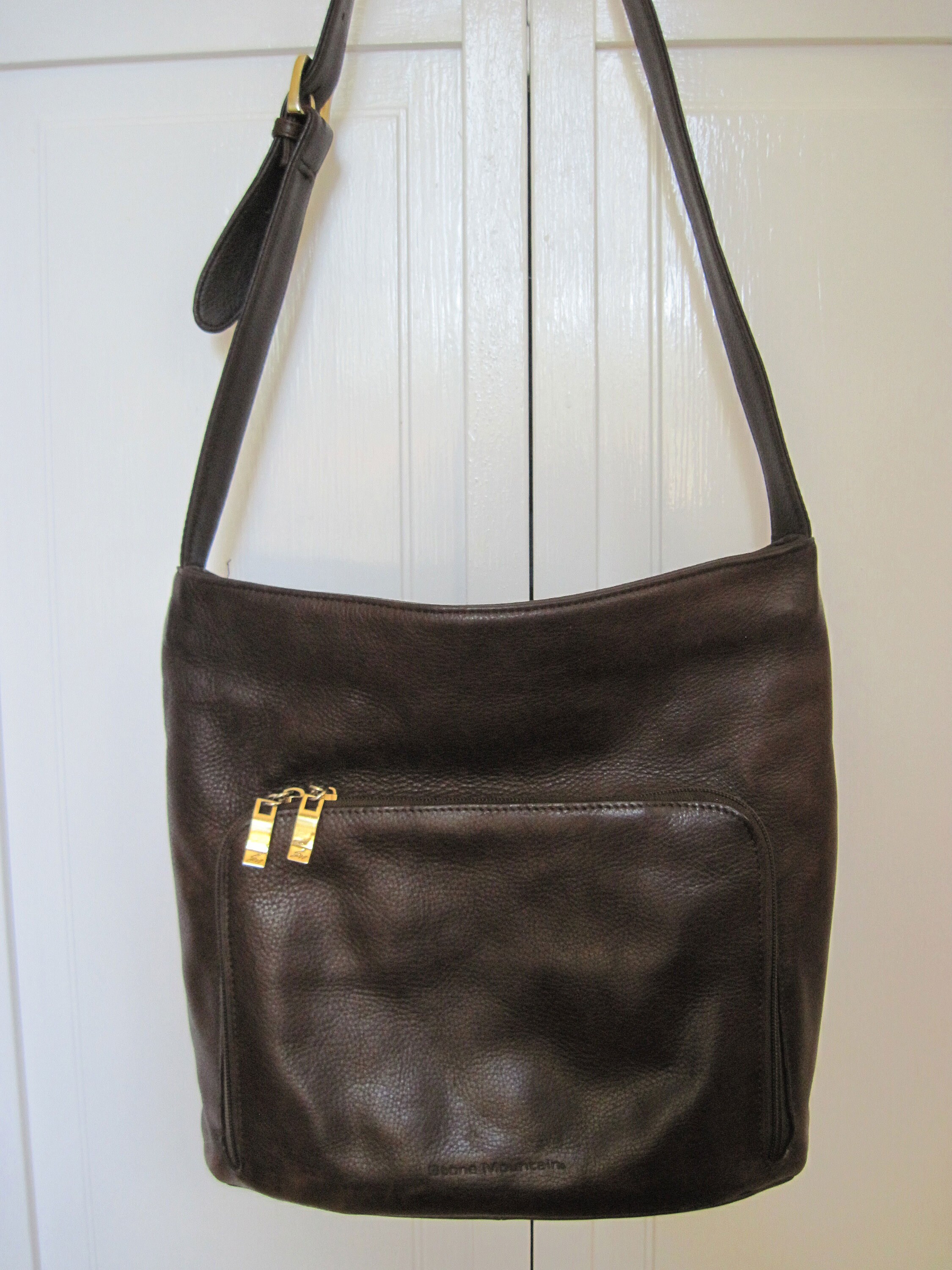 Vintage Stone Mountain Soft Dark Brown Leather Handbag With 