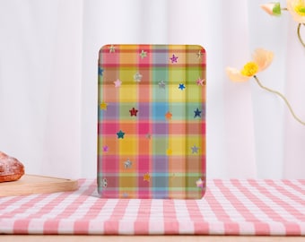 Colorful Plaid Stars Kindle Case Auto Wake/Sleep Case for Kindle 12th,with Back Clear,Best Gift for Book Lover,Paperwhite 11/12th,Gift