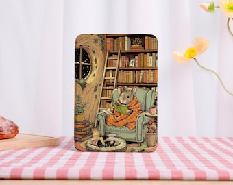 Cute Reading Mouse Kindle Case Auto Wake/Sleep Case for Kindle 11/12,Kindle Colorsoft with Back Clear,Paperwhite 11/12th,Gift for Her
