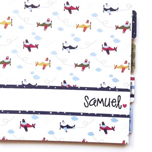 Baby book with airplane cover | Personalized baby book looks great with airplane nursery decor | Minimalist & manageable | Gender Neutral