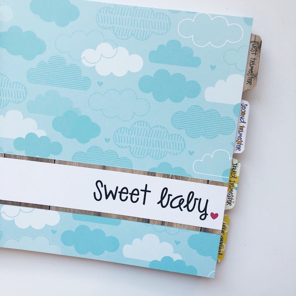 Pregnancy Journal & Memory Book with cloud cover || Makes a great personalized baby shower gift || Easy to keep up with and fill out