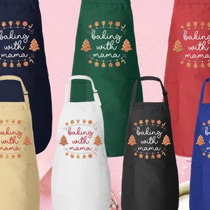 カスタムクリスマスネームエプロン、モノグラムサンタハットTシャツ