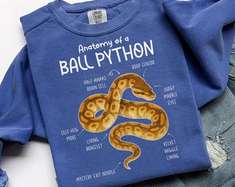 Sudadera con la anatomía de la pitón bola, camiseta de reptil, regalo divertido para amantes de las serpientes, sudadera con serpiente reptil, mamá y papá serpiente pitón, B578