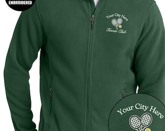 Gestickte Tennisjacke mit durchgehender Reißverschluss, passen Sie Ihren Stadtnamen an, B060