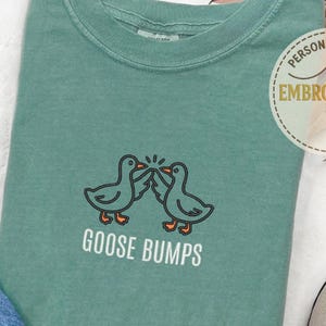 Embroidered Goose Bumps T-Shirt, Goose Bumps T-shirt, Comfort Colors Cozy T-Shirts, Unisex Goose Shirt, Father&#39;s Day Gift, E021
